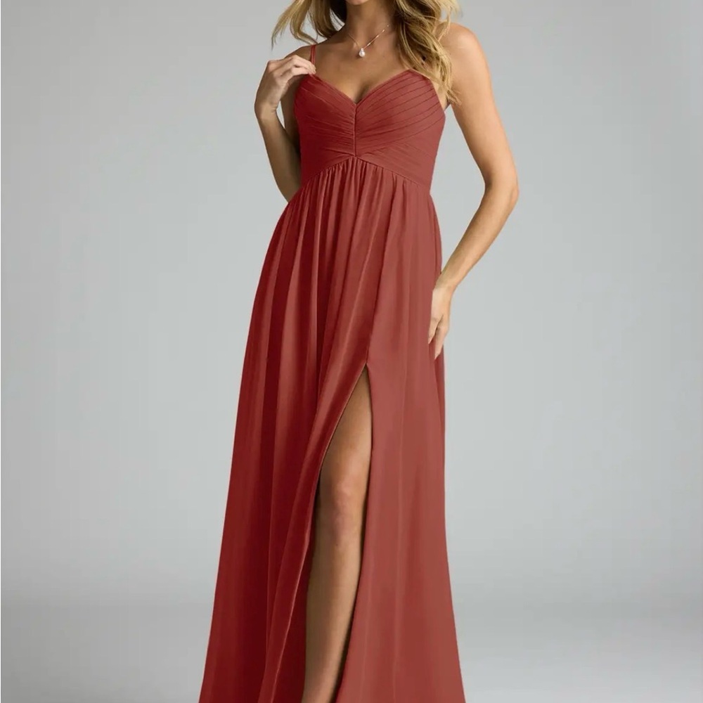 Azazie Terracotta Bridesmaid Dress with Slit